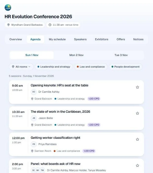The agenda on a delegate’s phone