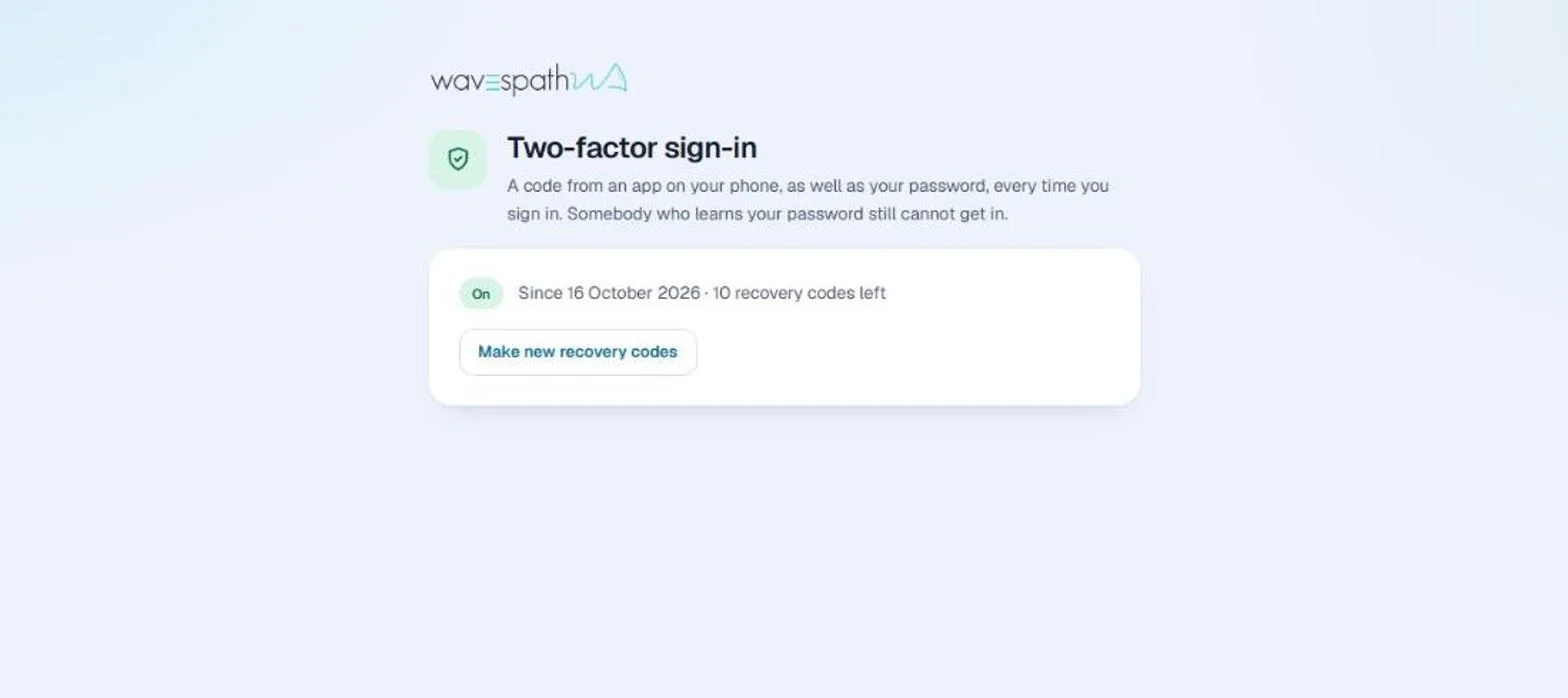 Two-factor sign-in switched on